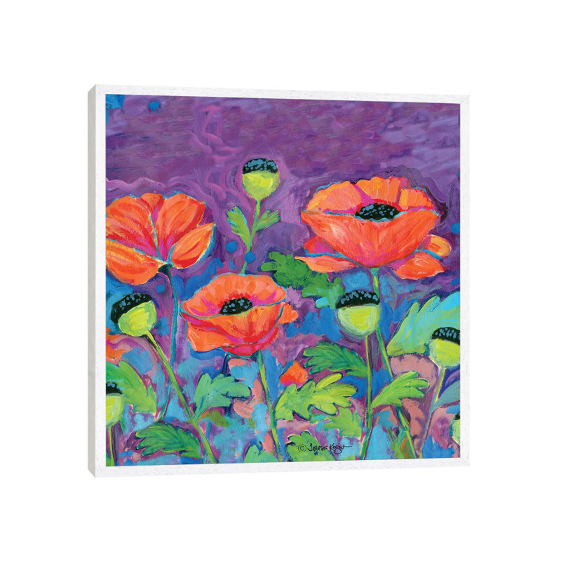 Floral V by Teresa Kogut - Painting on Canvas, 45.72 cm H x 45.72 cm W, White Framed