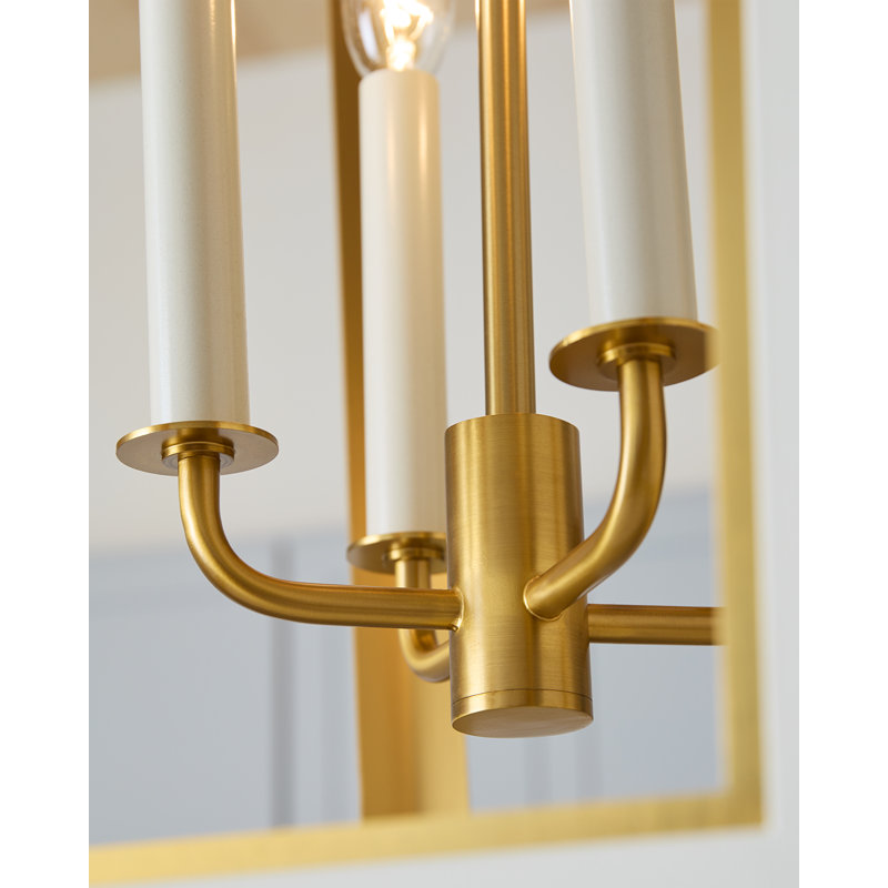 Curt 4 - Light Chandelier, Matte White/Burnished Brass