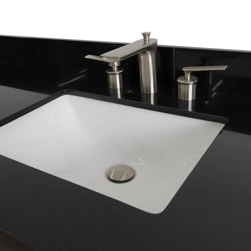 Dagh 61'' Single Bathroom Vanity with Top, Black Galaxy Granite