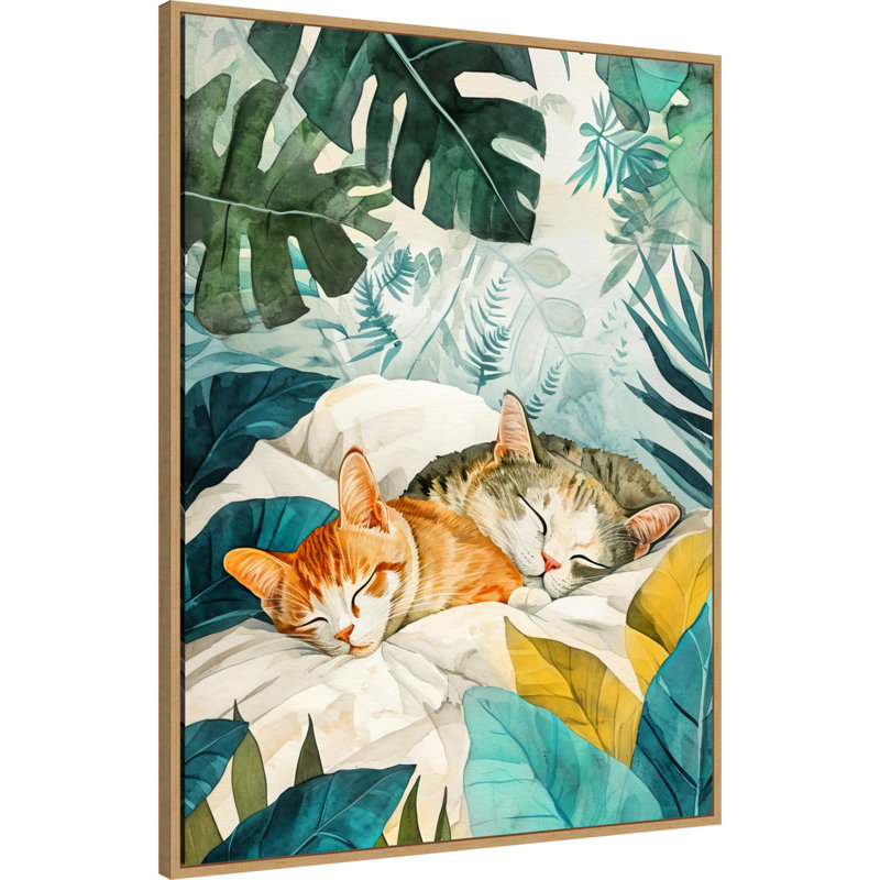 «Cats Lives Napp» par Ilora, reproduction d'art sur toile encadrée, H 42 po x l 32 po