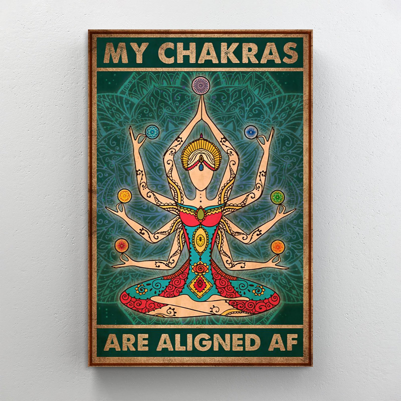 Trinx My Chakras Are Aligned Af Vintage Yoga Meditation On Canvas Print
