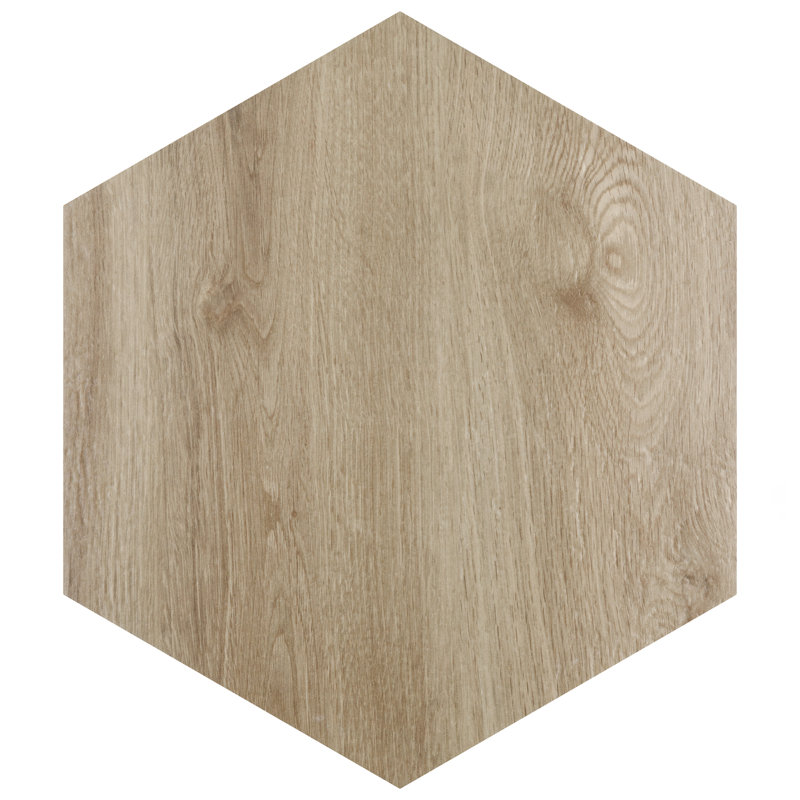 Carreau de mur et plancher aspect bois naturel en porcelaine pressée 14 po x 16,25 po, Chameau