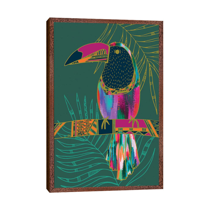 Toucan by EttaVee - Print on Canvas, 66.04 cm H x 45.72 cm W, Classic Brown Wood Framed Canvas