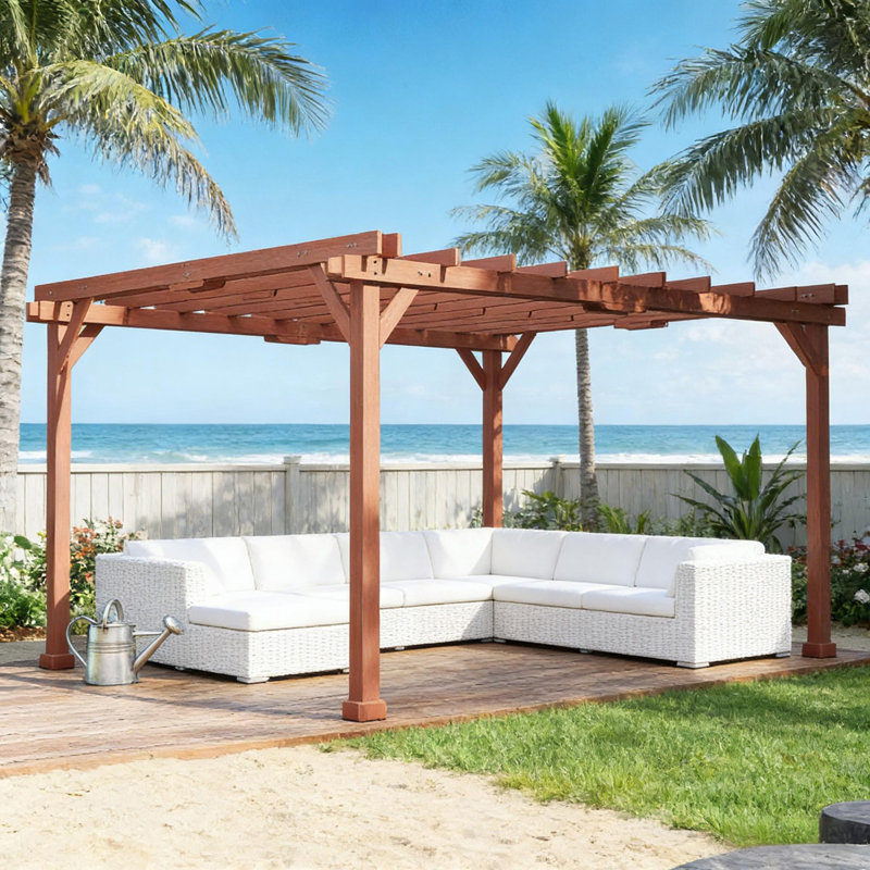 Pergola de jardin en bois, pergola d'extérieur, H 86,2 po x l 150,4 po x P 128,3 po