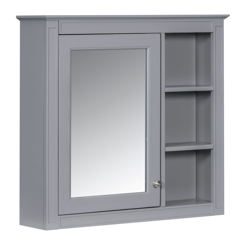 Armoire à pharmacie à miroir fixée au mur l 30 po H 28 po Roelien, Gris