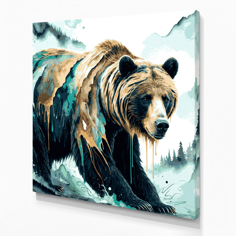 Art animalier sur toile vert, H 12 po x l 12 po