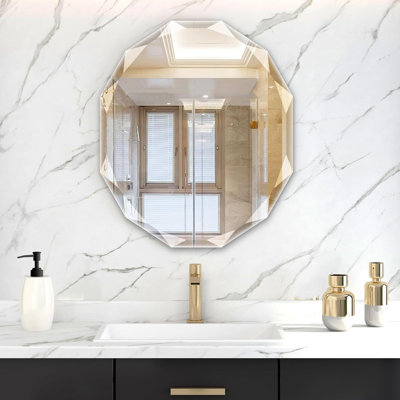 Miroirs de salle de bain pour dessus de lavabo, miroirs ronds sans cadre pour le mur, miroir de salle de bain biseauté de 23,5 x 27,5 pouces, miroir de salle de bain pour salle de bain