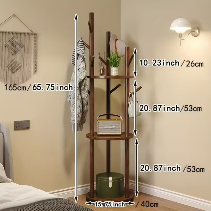 Portemanteau rotatif à 360 ° en bois franc