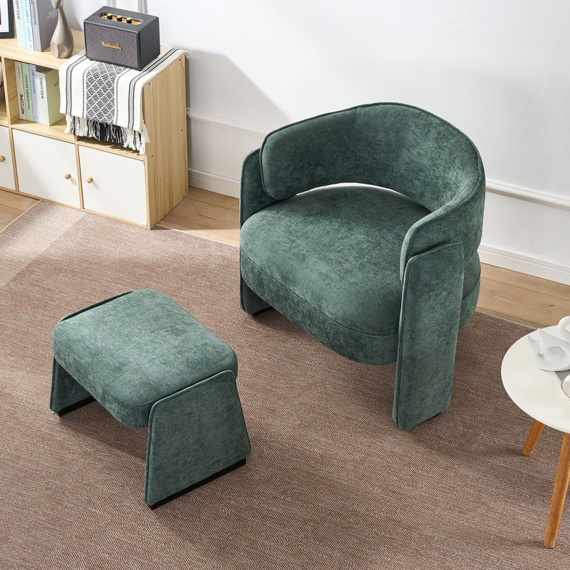 32'' Wide Mid Century Modern Accent Chair With Armest, Green Velvet