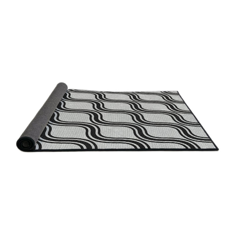 Tapis noir/gris à motifs, Rond 3 pi
