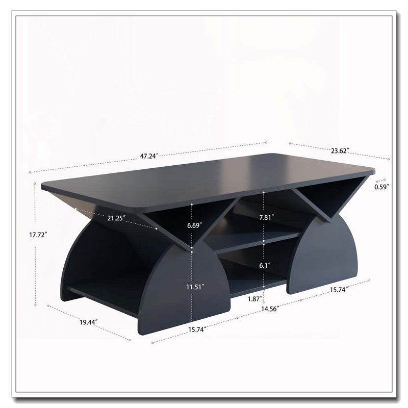 Rectangular Coffee Table For Living Room, Blue
