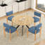 Ensemble de 2 chaises de salle à manger modernes en bois et lin mélangé bleu-1407501185