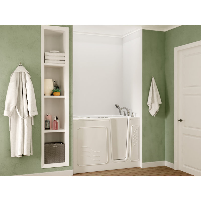 Therapeutic Tubs 30 in. x 53 in. Right Drain Quick Fill Walk-In Whirlpool Tub with Powered Fast Drain in White, Right, White