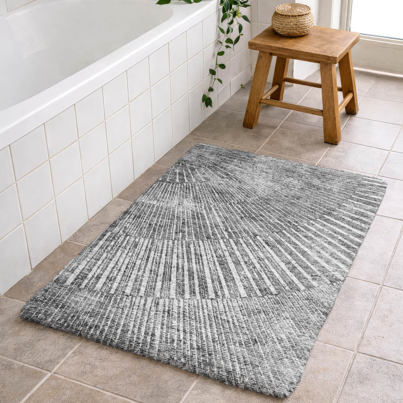 Premium Machine Washable Dream Shag ADS542 Fan-Like Rug, 1'8" x 2'6", Gray