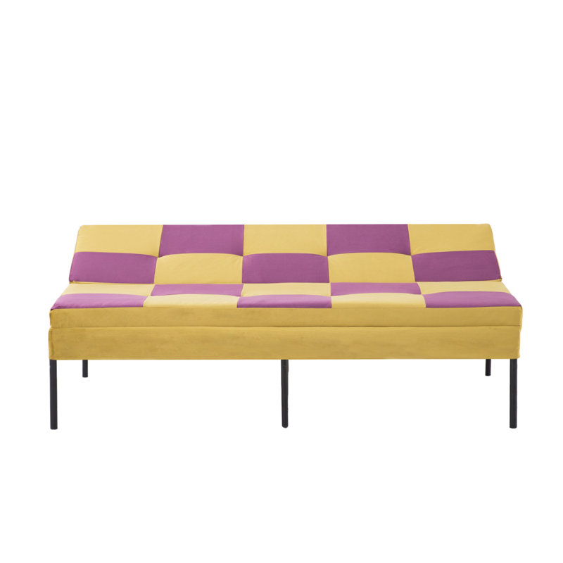 63.58'' Tufted Convertible Sleeper Futon Sofa, Purple & Yellow