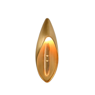 Lilly Wall Sconce 23'' H Textured Brass and Crystal Decorative Wall Light with Glass Shade