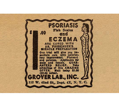 « psoriasis, balances à poisson et eczéma-cure-$1,00 », impression