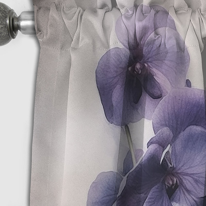Rideau mauve à motif floral violet et violet - Violets Dream II, L 52 po x L 108 po