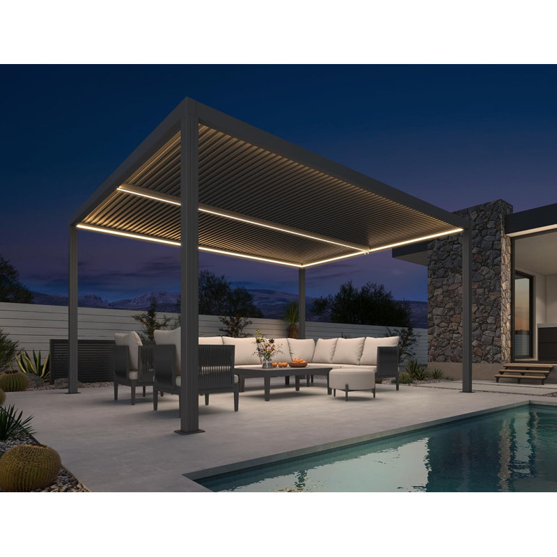 Remplacement de la bande lumineuse de la pergola mauve à DEL - Compatible avec pavillon de jardin à persiennes 10 pi x 13 pi bronze et gris, imperméable, à intensité variable avec télécommande. (Un accessoire d'éclairage, pas une pergola)