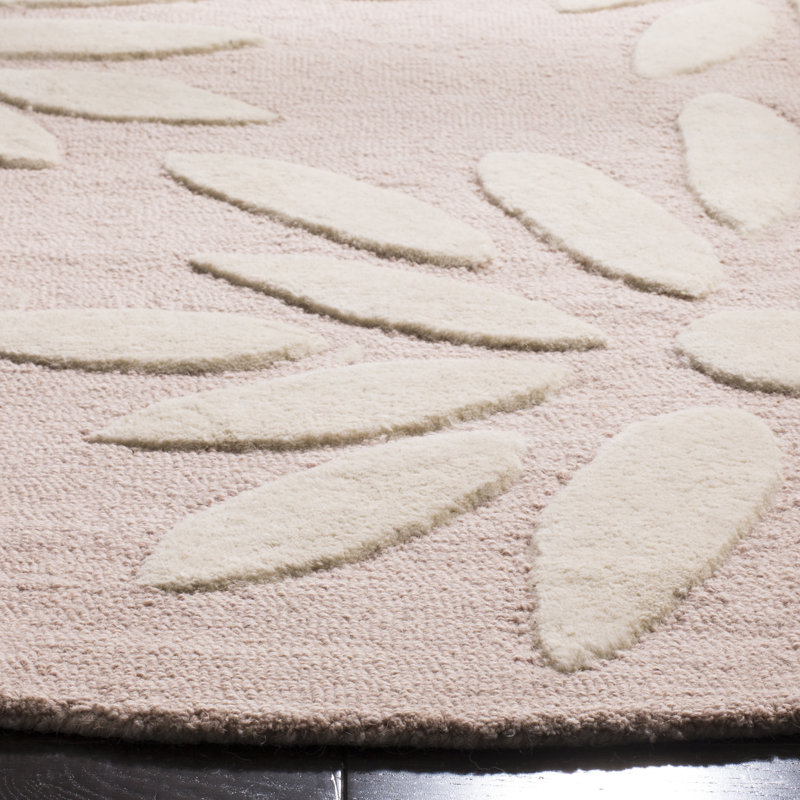 Floral Wool Hand Tufted Area Rug, Round 152 cm