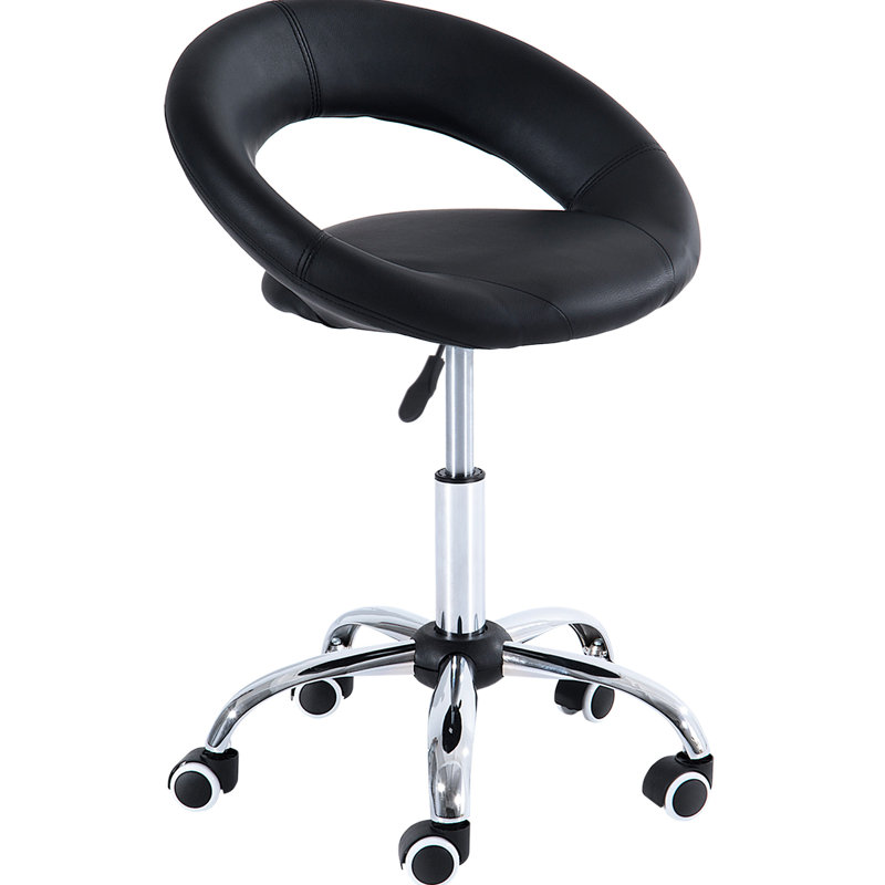 Chaise de bureau noire à roulettes pour ordinateur avec hauteur réglable, dossier respirant et roulettes de siège de salon à 5 hauteurs, pour un confort à long terme