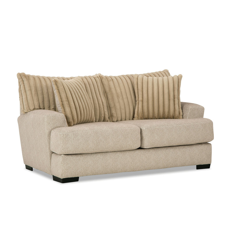 Causeuse Laila, 2 coussins décoratifs, bois massif 72 pouces, chenille, Chenille brun