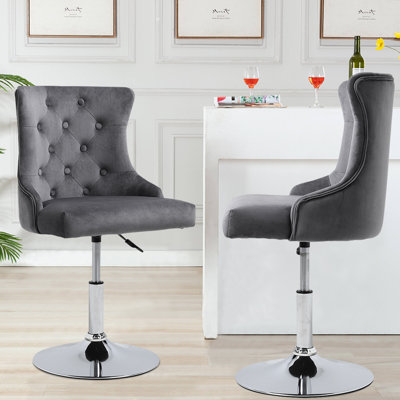 Azjah Swivel Upholstered Adjustable Height Counter Stool with Metal Frame