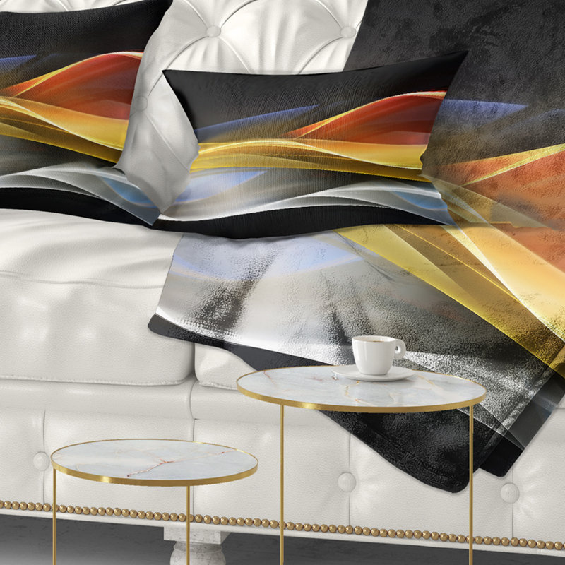 Motif de vagues 3D or et argent 3D - coussin abstrait imprimé