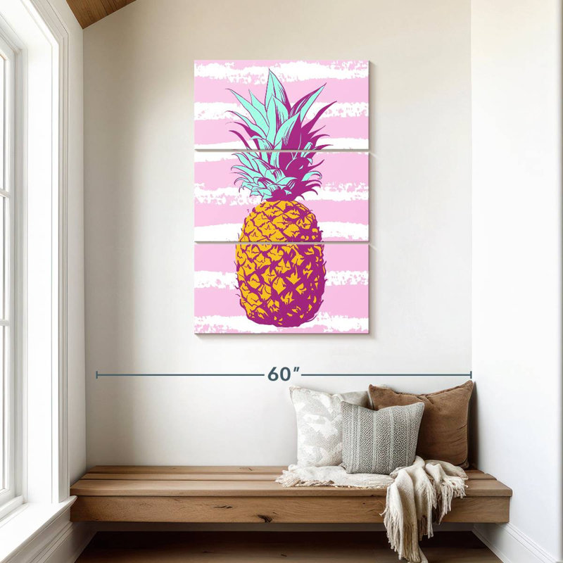 Yarlin Pastel Stripes Pineapple, 45" H x 28" W