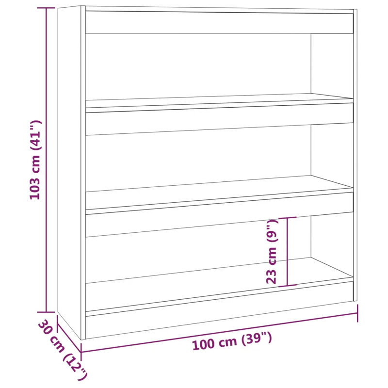 Geisha Etagere Bookcase, 103cm H x 100cm W x 30cm D, Sonoma Grey