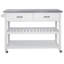 Chariot de cuisine blanc avec deux tiroirs et une table en acier inoxydable
