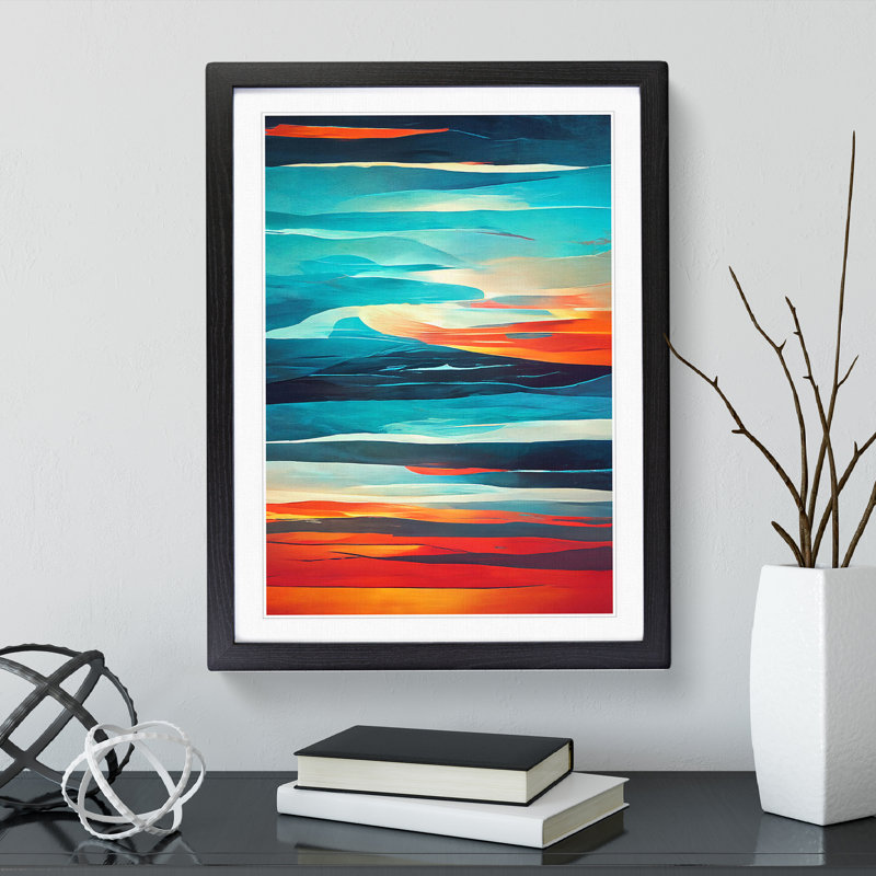 Abstract Sunset No.3 - Single Picture Frame Print, 64cm H x 46cm W x 2cm D, Black Framed
