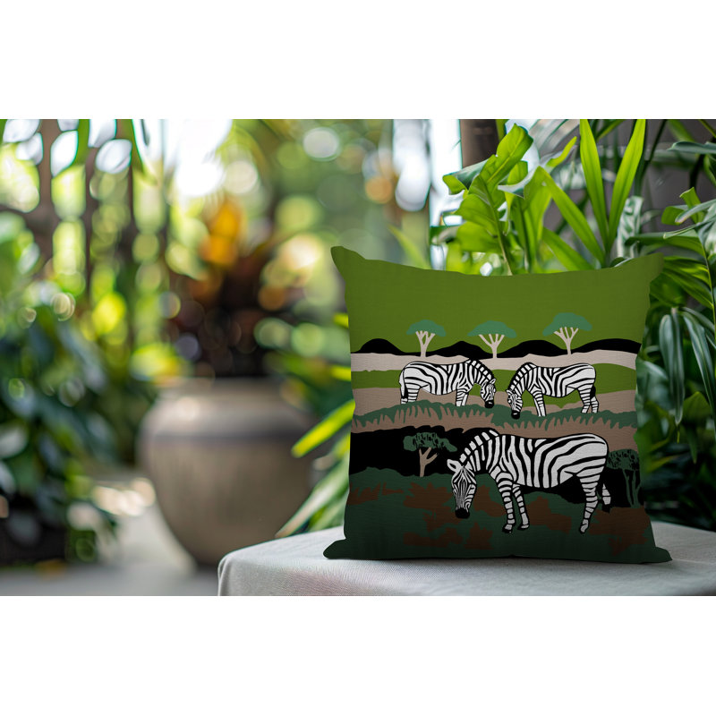 Oreiller carré réversible intérieur / extérieur Gia Zebra, Chartreuse, Carré 15 po