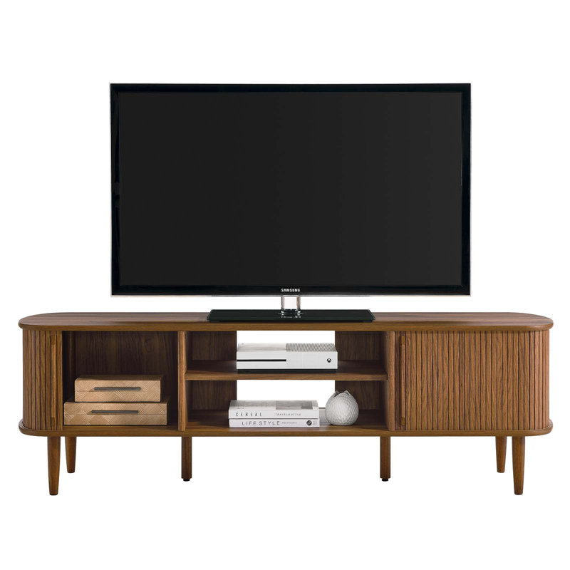 Contour 63'' Walnut Mid-Century Modern TV Stand with Cabinet