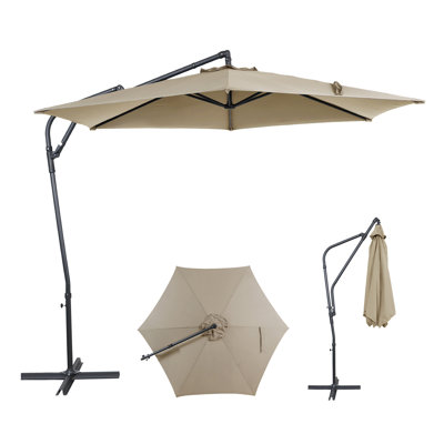 10 ft. Offset Patio Umbrella,Manual Tilt, 360° Crank, Vented,Wind-Resistant for Market