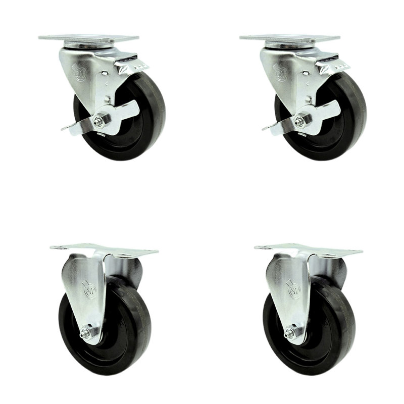 4 Piece Phenolic Caster Set with Brake