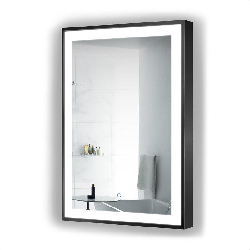 Ednaoverdorf Flat Wall Mirror, Black, 36" x 24"