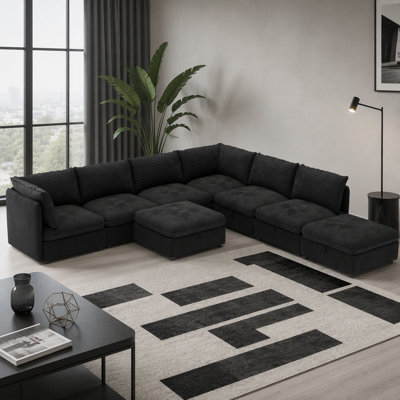 Canapé modulaire modulaire, siège de canapé convertible avec rangement, ensemble de canapé modulaire canapé-lit, combinaisons modulaires flexibles en tissu pour le salon (8 sièges)
