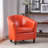  Modern Faux Leather Club Chair with Curved Backrest, Comfortable Accent Armchair for Home Seating, Orange