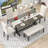 6-Piece Farmhouse Dining Table Set 72" Wood Rectangular Table, 4 Upholstered Chairs with Bench-1277618495