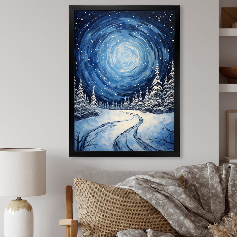 «Frosty Pathway Road Into Winter's Embrace II», Cadre simple noir, H 20 po x l 12 po x P 1 po