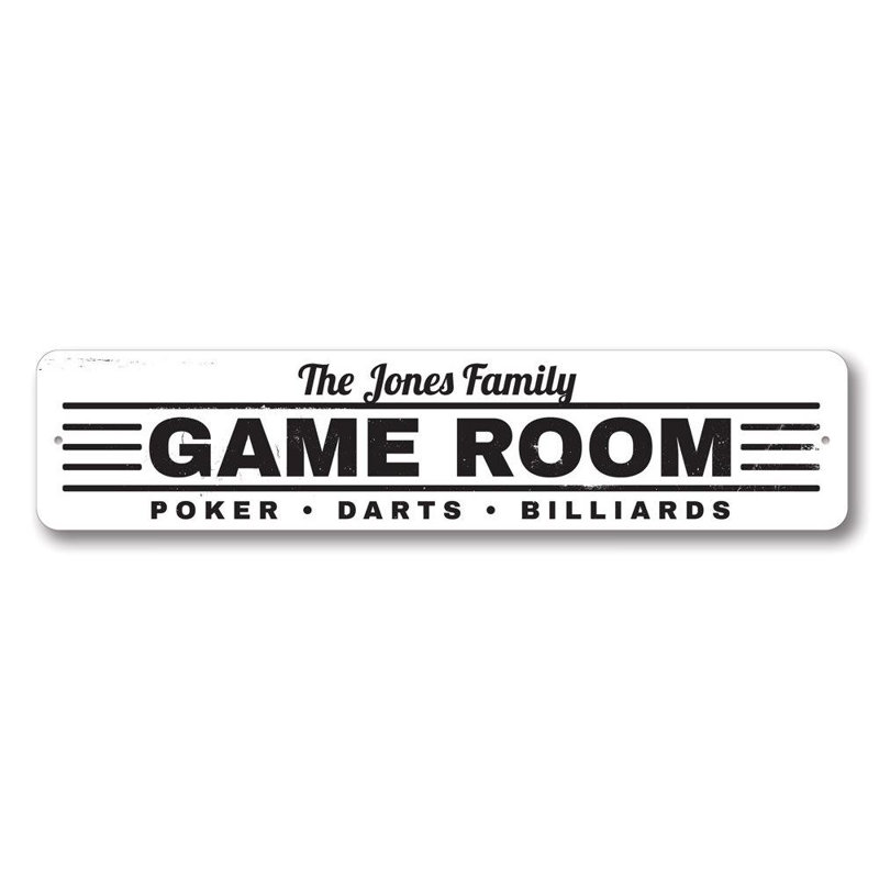 Enseigne en aluminium pour salle de jeux, H 4 po x l 18 po x P 0,04 po