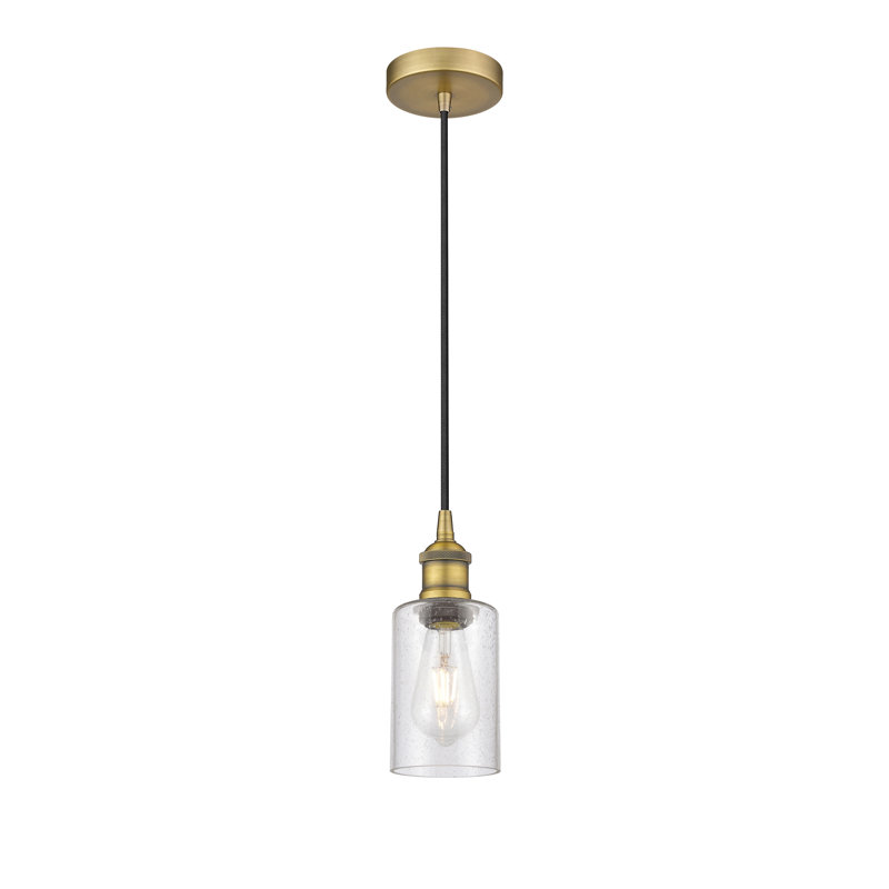 Luminaire suspendu cylindrique à 1 lumière Ervine, Grainé, Laiton brossé