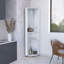 Armoire de bar en coin à miroir H 75 po Chicago, avec portes en verre, deux tablettes et verres à pied blanc-654163462