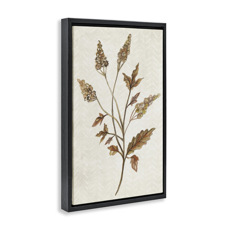 «Neutral Garden Botanics» par Janice Gaynor, Cadre flottant noir de jais, H 25 po x l 17 po