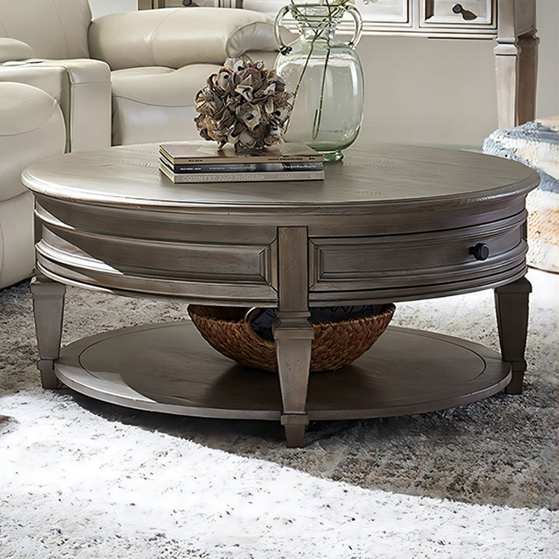 Table basse ronde en bois massif Retro
