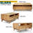  Acacia Elara 47.2”W Coffee Table Storage, Solid Rubber Wood, Suitable for Living Room, Home Office with 2 Drawers and Open Design, Easy Setup-319610704