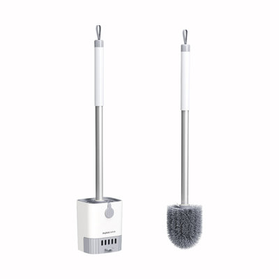 Brosse de toilette à long manche gris avec base carrée JOYBOS