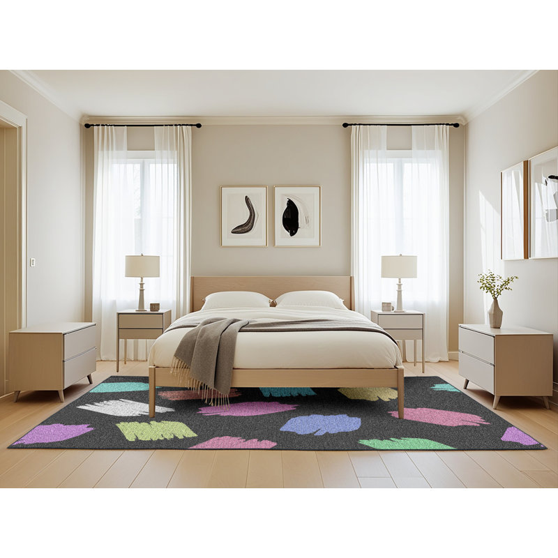 Tapis noir/rose à tisser électrique, Rectangle 5 pi x 8 pi