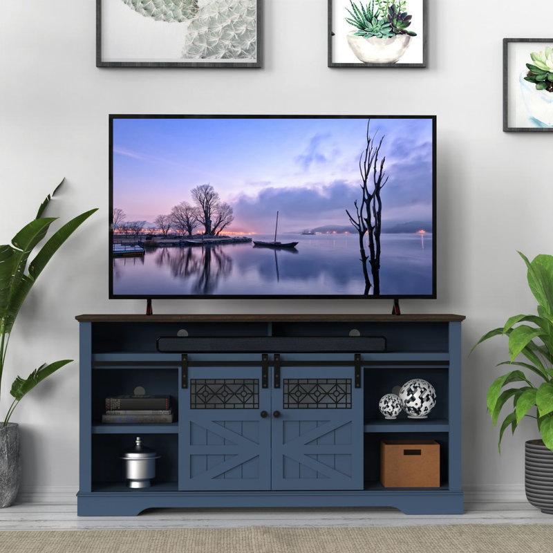 Tv Stand For Tvs Up To 75" With Open Shelves,Entertainment Center With Storage Cabinet, Navy